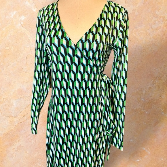 NWT Diane von Furstenberg for Target Long Sleeve Midi Geo Print Wrap Dress XS - Picture 16 of 16